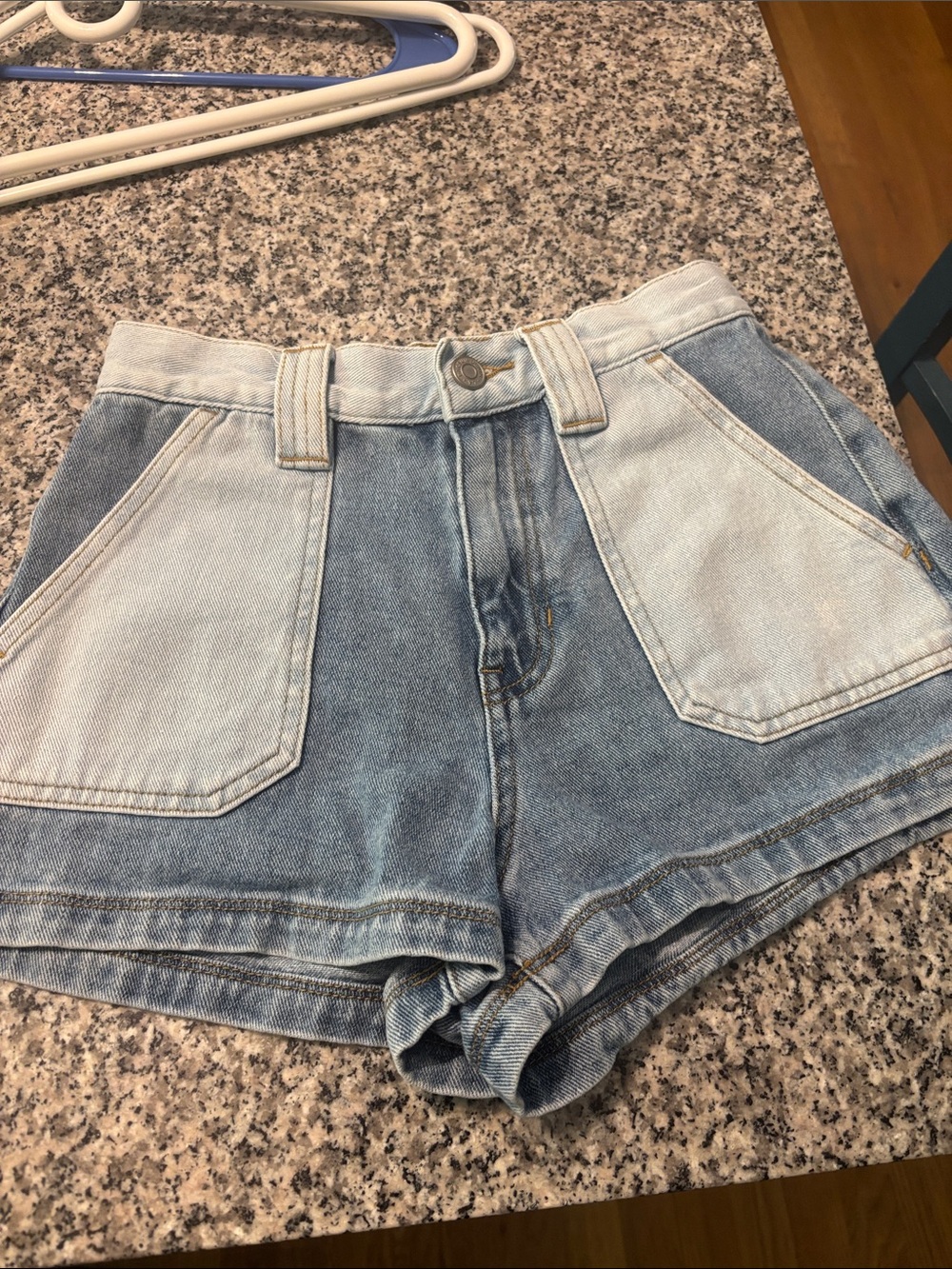 PacSun Two-Tone Light and Medium Blue Denim Shorts